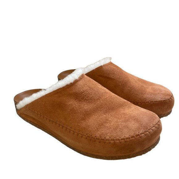 NWOT Jenni Kayne Suede Shearling-Lined Slip On Moc Clog Saddle Brown Size 39 - Picture 3 of 10